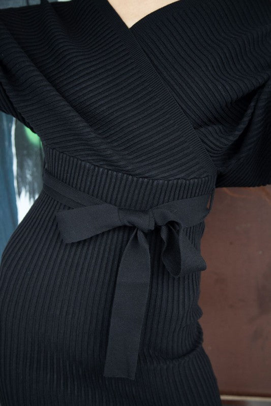 Black Wrap Knit dress Desert Mariposa Boutique Black Wrap Knit dress Desert Mariposa Boutique