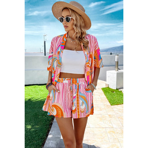 Festival Print Tie Top and Shorts Set