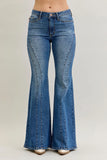 Mid Rise Double Angle Seam Flares