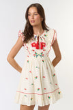 Ruffle Sleeve Embroidered Mini Dress