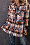 Multicolor Plaid Button Down Ruffled Shirt Jacket