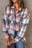 Pink Plaid Flap Pockets Shacket