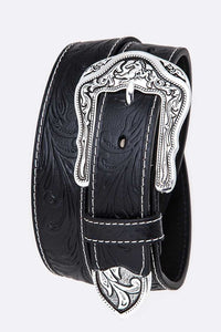 Embossed Leather Unisex Leather Western Belt