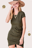 Soft Ruched Round Neck Short Sleeve Mini Dress