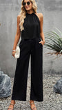 Satin Halter and Wide Leg Pants Set