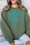 Turquoise Boot Stitch Graphic Fleece Sweatshirt