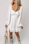 Ruffled High Waist Square Neck Mini Dress