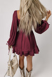 Ruffled High Waist Square Neck Mini Dress