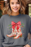 Christmas Cowgirl Boots Graphic Fleece Sweatshirt