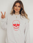 Skeleton Heart Eyes Crew Neck Graphic Sweatshirt