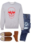 PLUS Skeleton Heart Eyes Crew Neck Graphic Sweatshirt