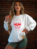 PLUS Skeleton Heart Eyes Crew Neck Graphic Sweatshirt