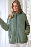 Washed Soft Comfy Quilting Zip Closure Jacket