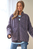 Washed Soft Comfy Quilting Zip Closure Jacket