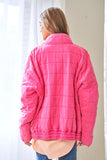 Washed Soft Comfy Quilting Zip Closure Jacket