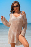 Crochet Side Split Beach Coverups Swimwear Dress