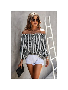 Aztec Stripe Drawstring Blouse