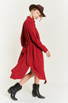 SOLID BUTTON DOWN BELTED LONG DRESS 30-545