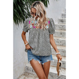 Puff Sleeve Embroidered Blouse