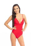 Red Scallop One Piece Swimsuit