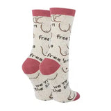 Free 'em - Women's Funny Saying Cotton Crew Socks -Oooh Yeah / Sock It Up