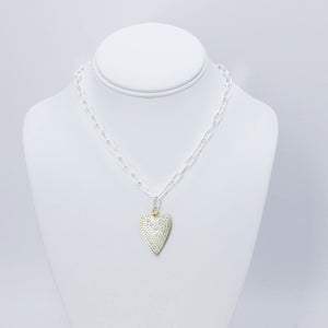 Crystal Heart White Link Necklace M12