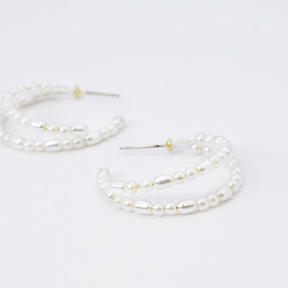 Double Halo Pearls Hoop J15