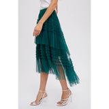 Hi-Lo Frilled Tulle Midi Skirt