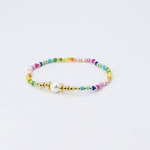 Happy Heart Beaded Bracelet with Pearl N64