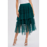 Hi-Lo Frilled Tulle Midi Skirt