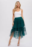 Hi-Lo Frilled Tulle Midi Skirt