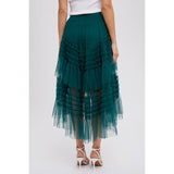 Hi-Lo Frilled Tulle Midi Skirt