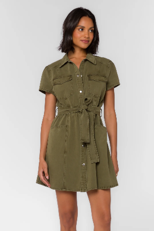 Fonda Army Green Denim Dress Desert Mariposa Boutique Fonda Army Green Denim Dress Desert Mariposa Boutique