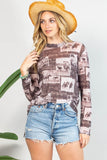 Vintage Rodeo Print Semi Sheer Mesh Top