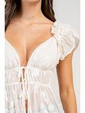 Embroidered Chiffon Ruffle Sweetheart Neck Duster