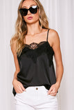 Adjustable Straps Lace Trim Satin Camisole Tank Top