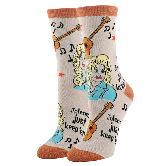 Just Keep 'em / Women's Funny Saying Cotton Crew Socks / Jolene Novelty