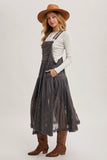 Lace Embroidered Tulle Bib Maxi Dress