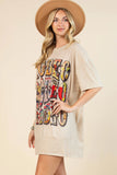 Elyse Vintage Western Rodeo Graphic Relaxed Fit Short Sleeve T-shirt Dress