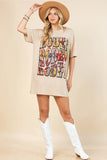 Elyse Vintage Western Rodeo Graphic Relaxed Fit Short Sleeve T-shirt Dress