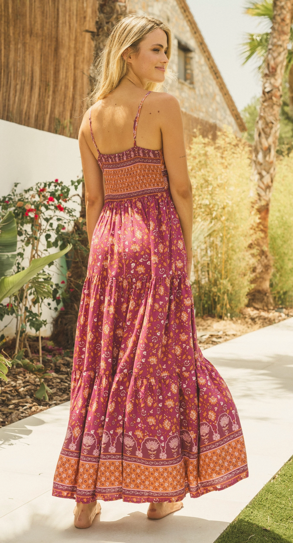 Merlot Print Bambi Maxi Dress  Desert Mariposa Boutique