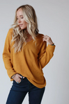 Flattering Open Back Thermal Knit Top- Mustard: Three Bird Nest