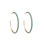 Turquoise and Crystal Hoops - Gold and White Gold