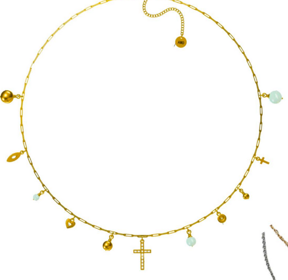 Adina Cross Charm Necklace -AMD