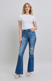 Distressed Dark Wash Flares