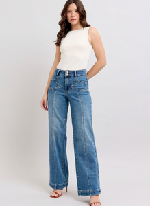 Judy Blue Star Detail High Waist Wide Leg