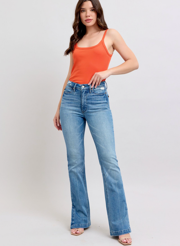 Judy Blue High Waisted Tummy Control Vintage Wash Side Slit Slim Boot