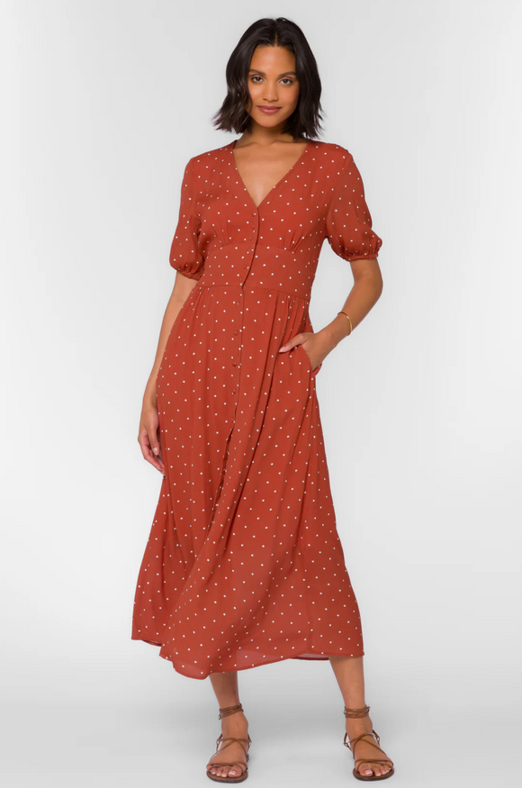 Livana Red Dotted Dress