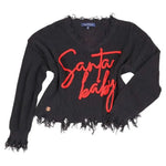 Santa Baby Black and Red Distressed Sweater