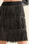 Rhinestone Suede Fringe Skirt